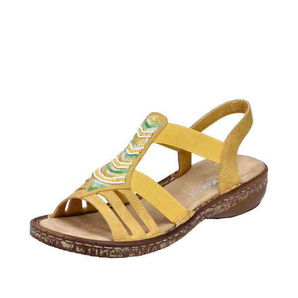 Rieker 62808-68 Ladies Yellow Slip On Sandals-elevate your sole