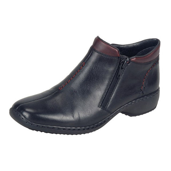 Rieker L3882-00 Ladies Black Leather Zip Up Ankle Boots - elevate your sole