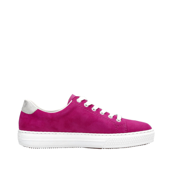 Rieker L59L1-31 Enya Ladies Pink Suede Zip & Lace Shoes-elevate your sole