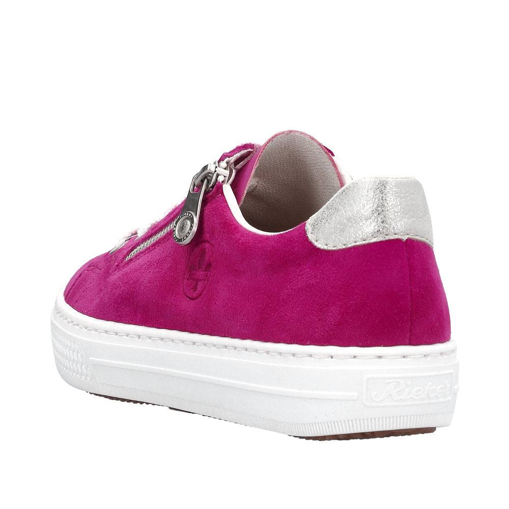 Rieker L59L1-31 Enya Ladies Pink Suede Zip & Lace Shoes-elevate your sole