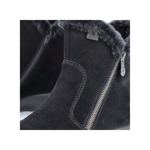 Rieker L7162-00 Ladies Black Suede Water Resistant Side Zip Ankle Boots-elevate your sole