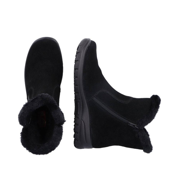 Rieker L7162-00 Ladies Black Suede Water Resistant Side Zip Ankle Boots-elevate your sole