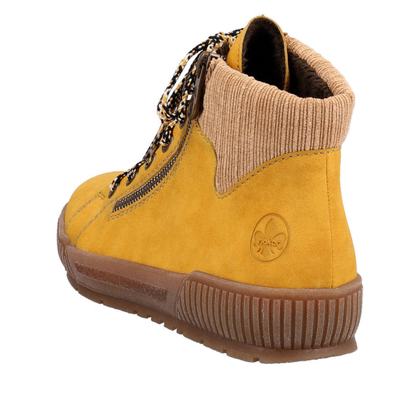 Rieker N0709-68 Ladies Yellow Side Zip Ankle Boots-elevate your sole