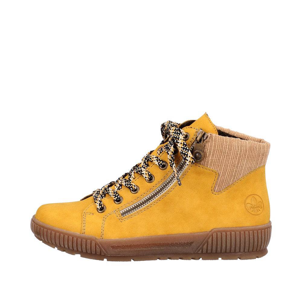 Rieker N0709-68 Ladies Yellow Side Zip Ankle Boots-elevate your sole