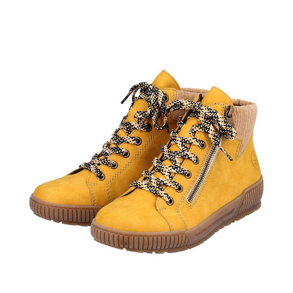 Rieker N0709-68 Ladies Yellow Side Zip Ankle Boots-elevate your sole