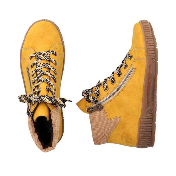 Rieker N0709-68 Ladies Yellow Side Zip Ankle Boots-elevate your sole