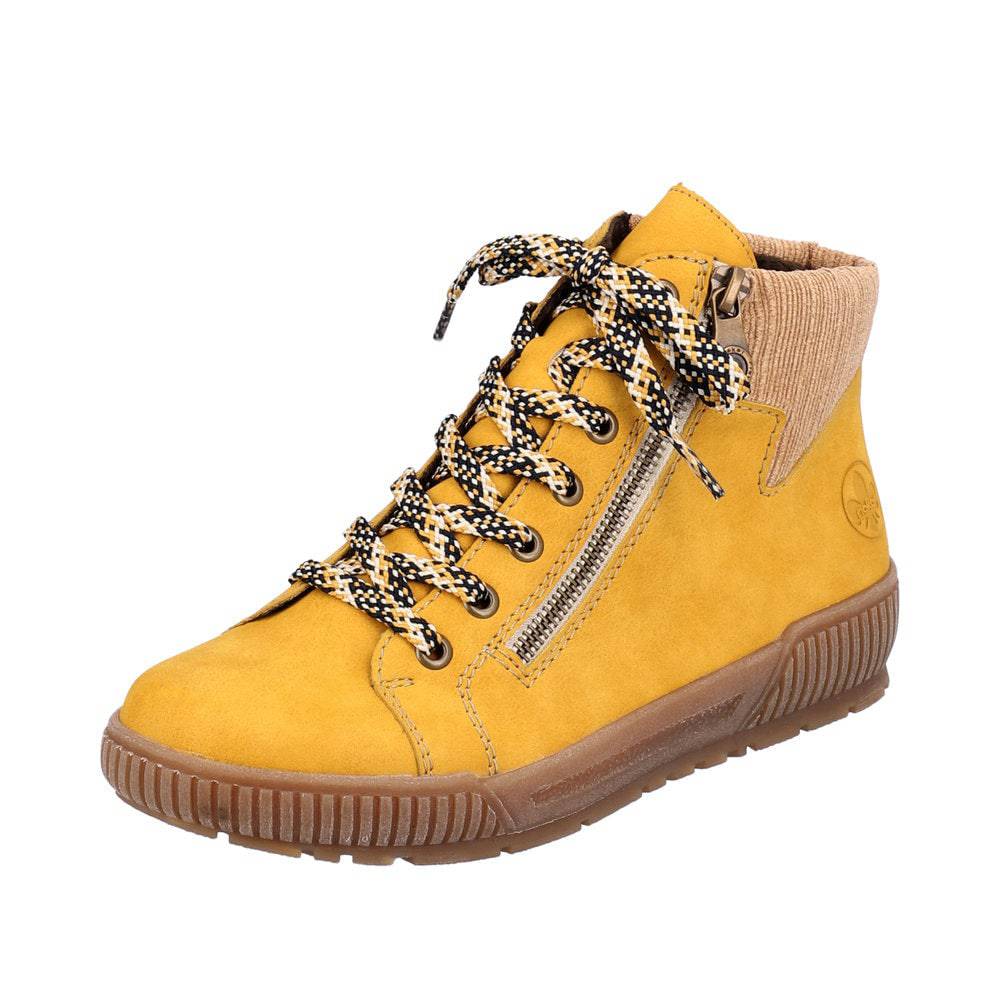 Rieker N0709-68 Ladies Yellow Side Zip Ankle Boots-elevate your sole