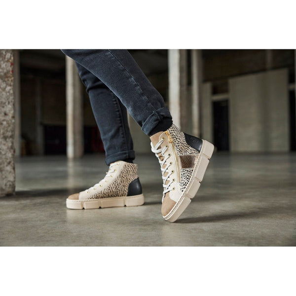 Rieker N5931-62 Ladies Beige Combi Zip & Lace Ankle Boots-elevate your sole