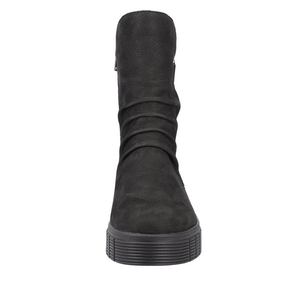 Rieker W1063-00 Ladies Black Suede Side Zip Mid-Calf Boots-elevate your sole