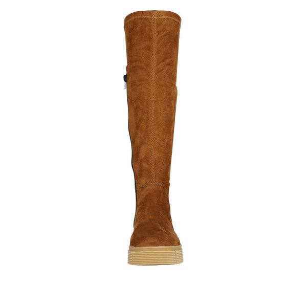 Rieker W1080-24 Ladies Tan Textile Side Zip Knee High Boots-elevate your sole