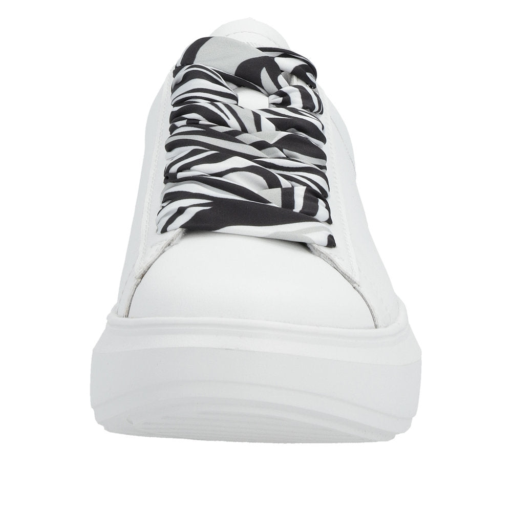 Rieker W1201-80 Adelia Ladies White & Black Leather Lace Up Trainers-elevate your sole