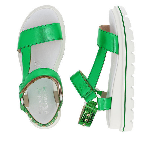 Rieker W1651-52 Ladies Green Touch Fastening Sandals-elevate your sole