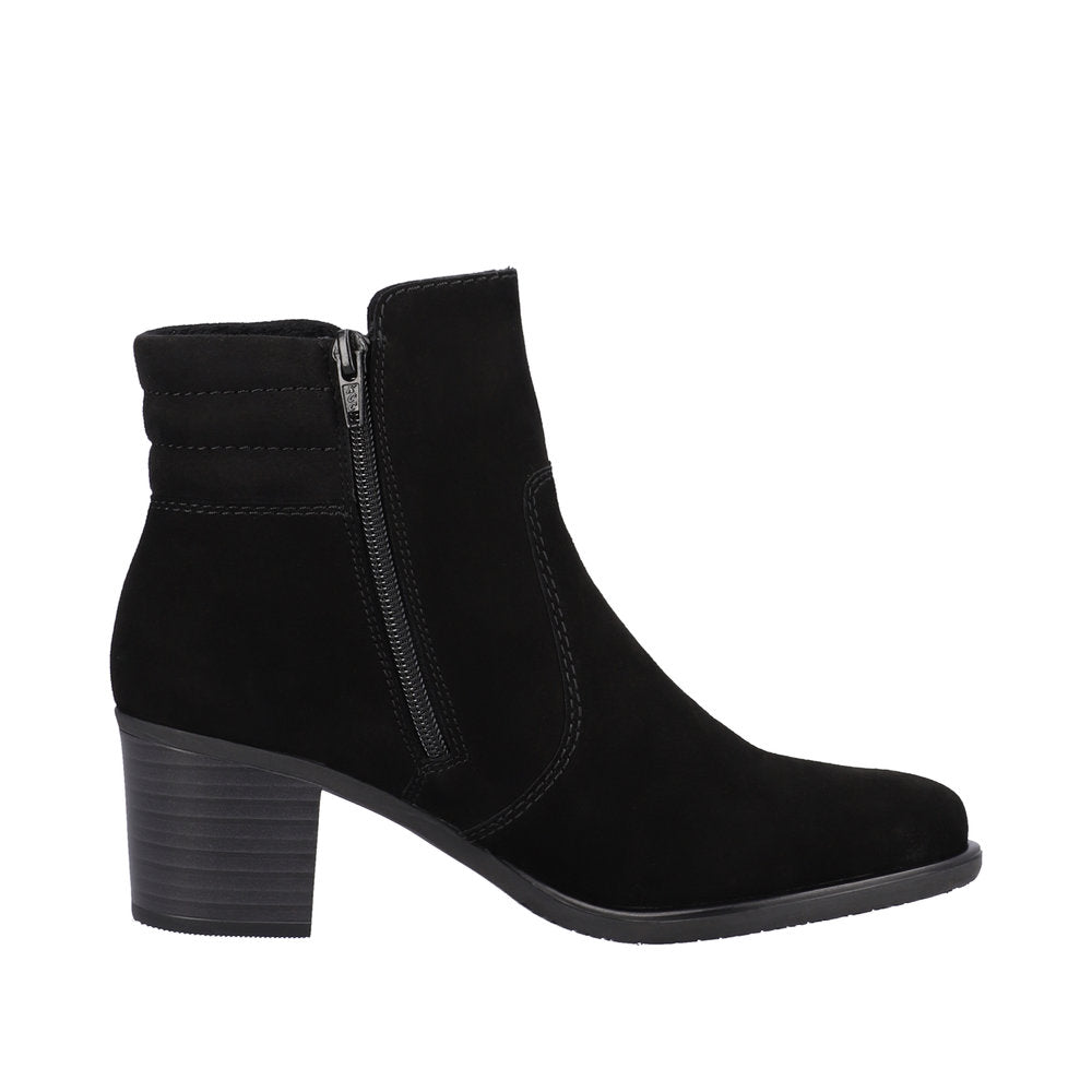 Rieker Y2058-00 Ladies Black Suede Side Zip Ankle Boots-elevate your sole