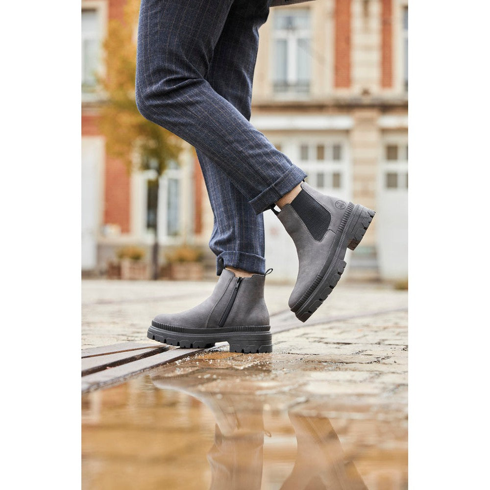 Rieker Y9354-45 Ladies Grey Side Zip Ankle Boots-elevate your sole