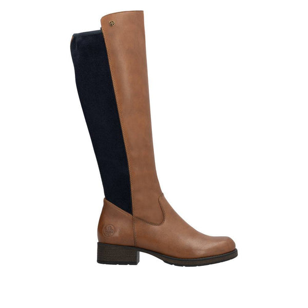 Rieker Z9591-23 Ladies Chestnut Leather Side Zip Knee High Boots-elevate your sole