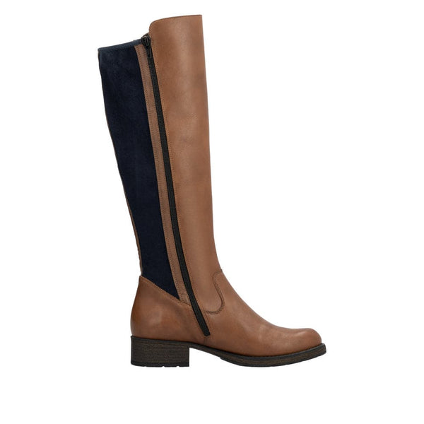 Rieker Z9591-23 Ladies Chestnut Leather Side Zip Knee High Boots-elevate your sole