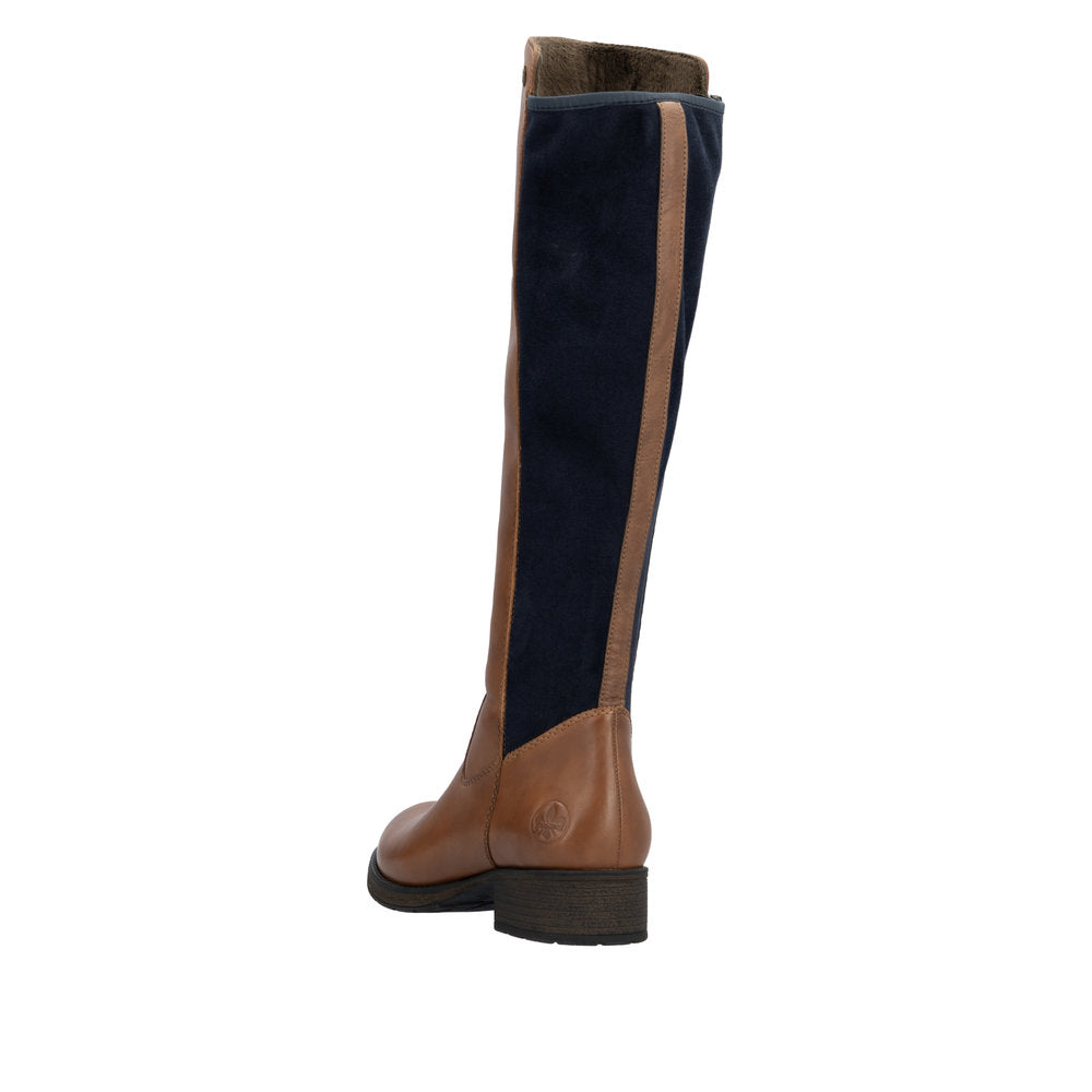 Rieker Z9591-23 Ladies Chestnut Leather Side Zip Knee High Boots-elevate your sole