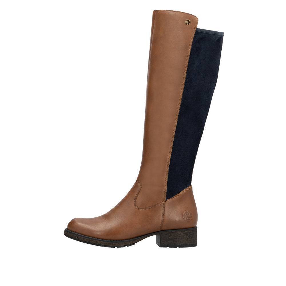 Rieker Z9591-23 Ladies Chestnut Leather Side Zip Knee High Boots-elevate your sole