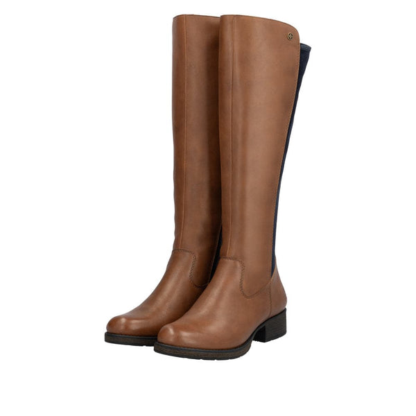 Rieker Z9591-23 Ladies Chestnut Leather Side Zip Knee High Boots-elevate your sole