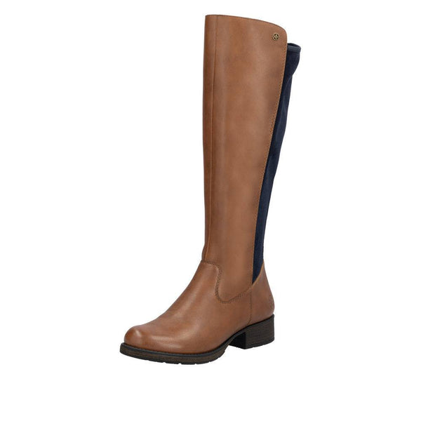 Rieker Z9591-23 Ladies Chestnut Leather Side Zip Knee High Boots-elevate your sole