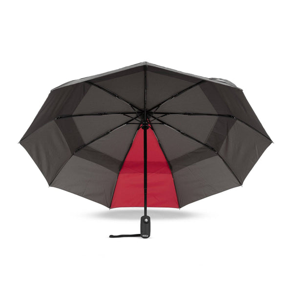 Roka Waterloo Recycled Polyester Umbrella Graphite/Cranberry-elevate your sole