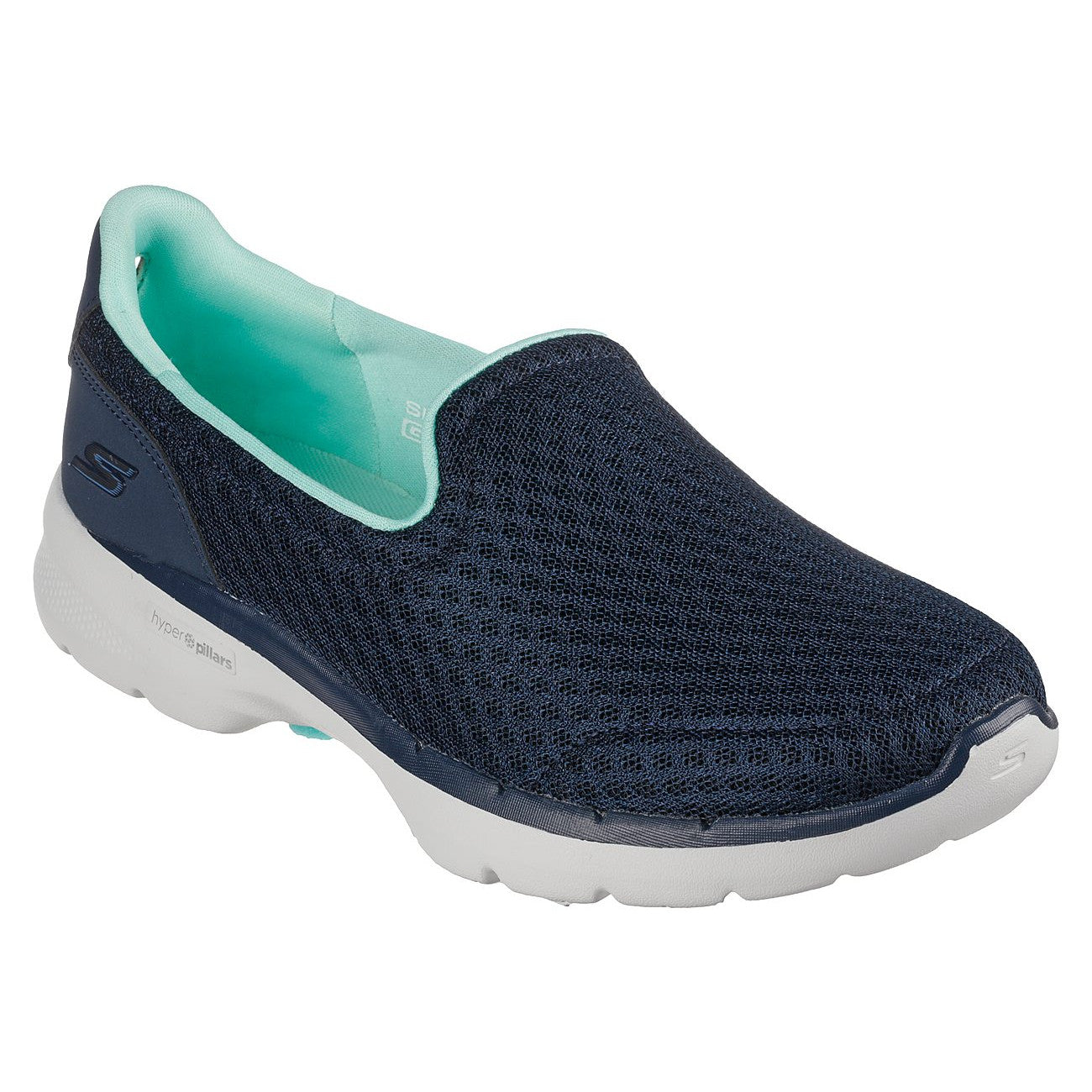 Skechers 124508 Go Walk 6 Big Spalsh Ladies Navy and Turquoise Slip On Trainers-elevate your sole