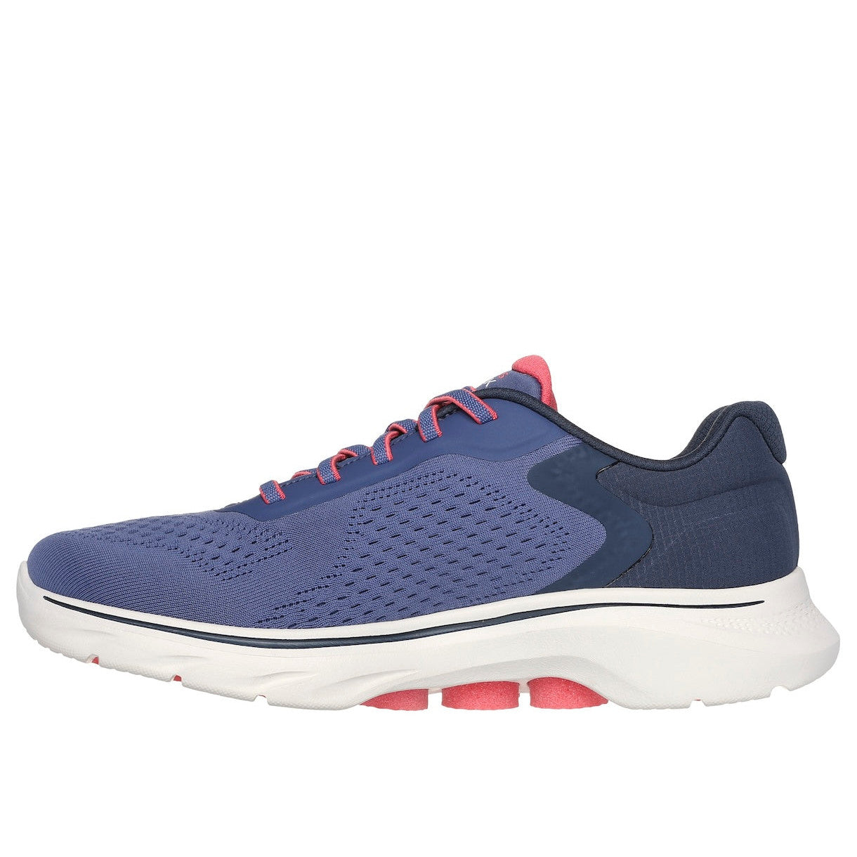 Skechers 125215 Go Walk 7 - Cosmic Waves Ladies Navy Coral Textile Vegan Slip On Trainers-elevate your sole