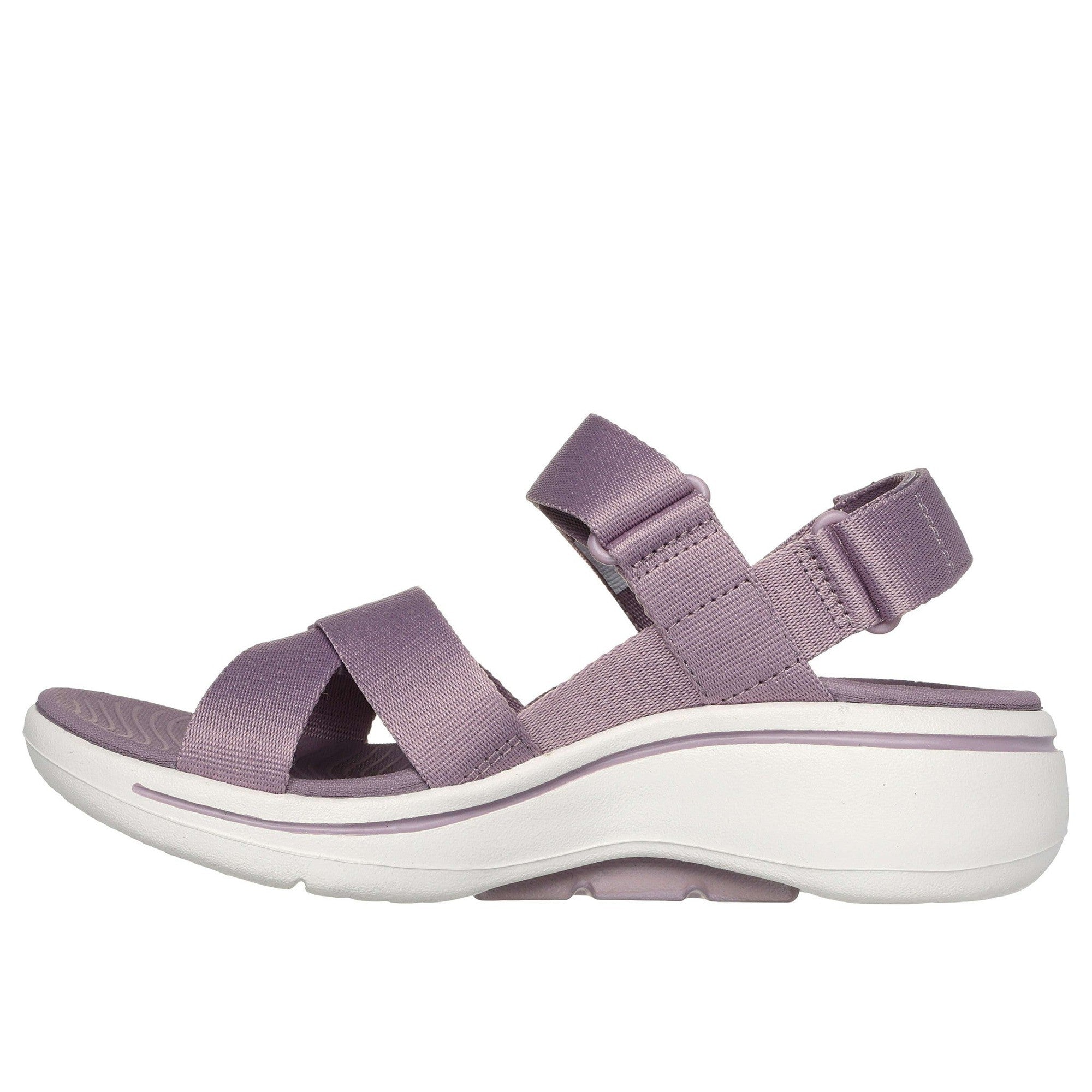 Skechers 140808 Go Walk Arch Fit Sandal - Attra Ladies Lavender Textile Water Resistant Vegan Arch Support Thong Sandals-elevate your sole