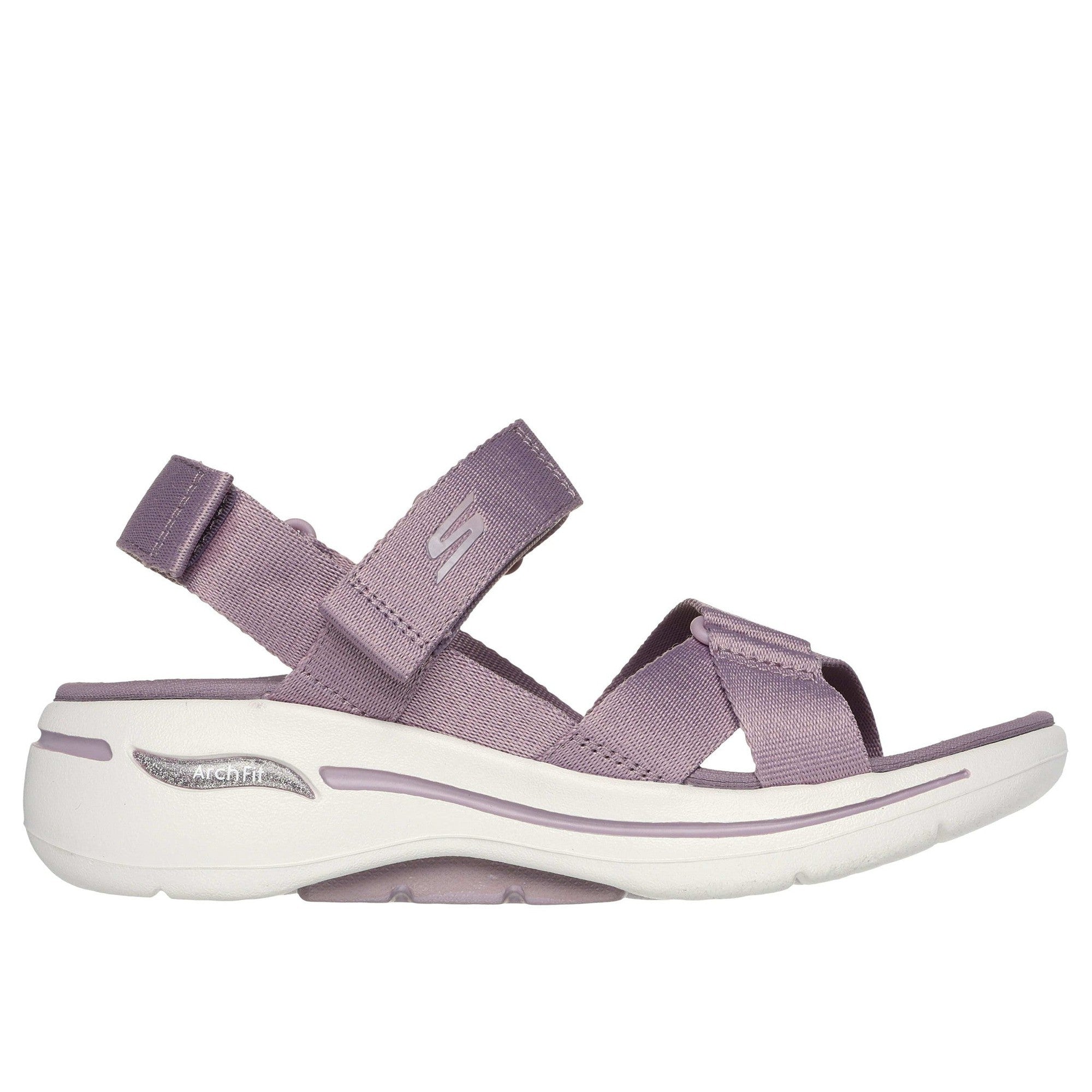 Skechers 140808 Go Walk Arch Fit Sandal - Attra Ladies Lavender Textile Water Resistant Vegan Arch Support Thong Sandals-elevate your sole