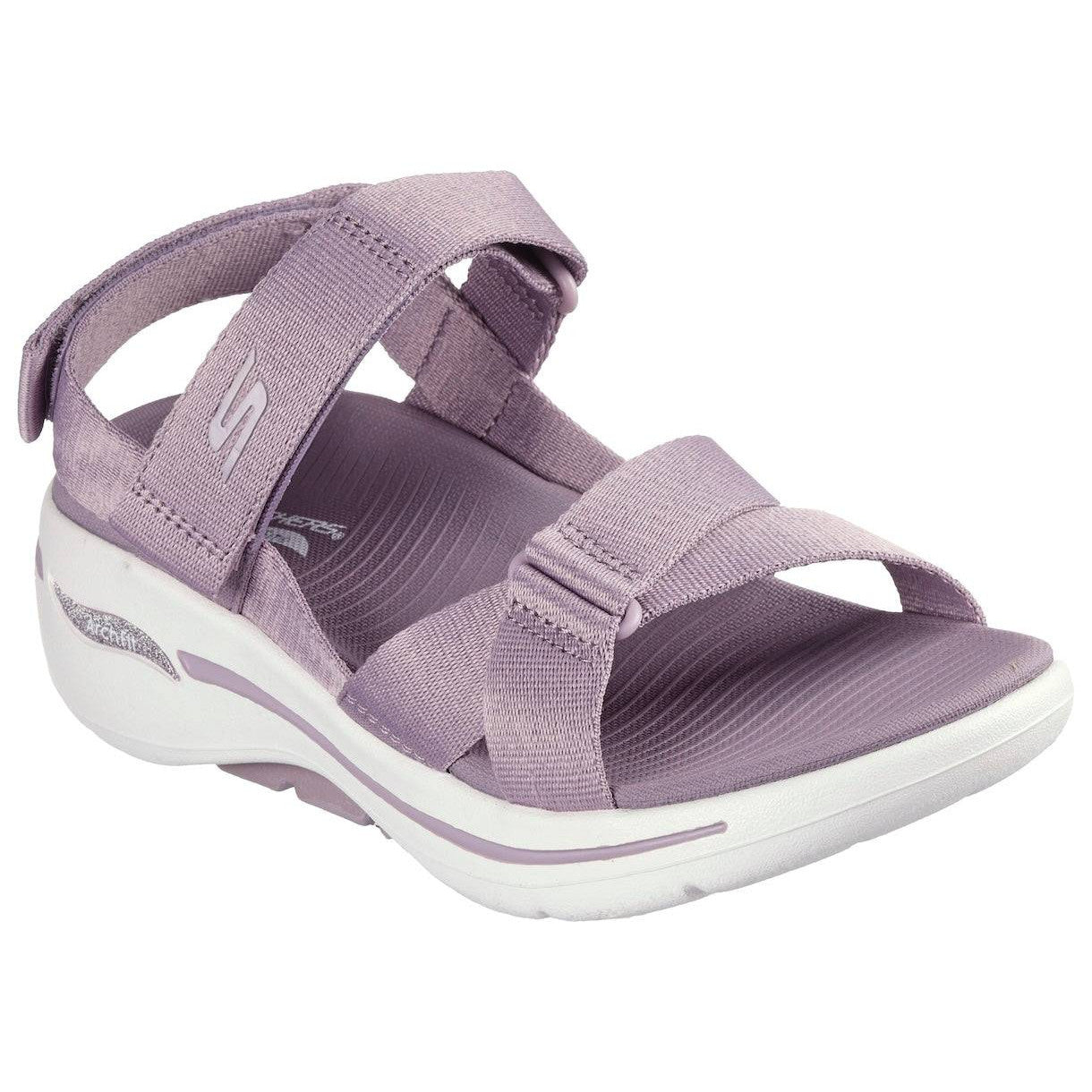 Skechers 140808 Go Walk Arch Fit Sandal - Attra Ladies Lavender Textile Water Resistant Vegan Arch Support Thong Sandals-elevate your sole