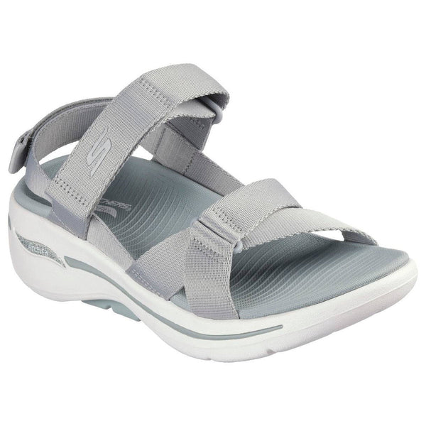 Skechers 140808 Go Walk Arch Fit Sandal Attra Ladies Sage Textile Water Resistant Vegan Arch Support Thong Sandals