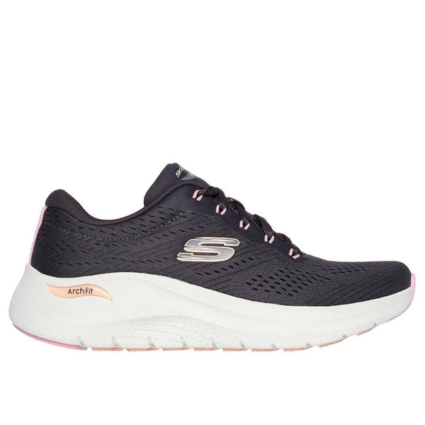 Skechers 150051 Arch Fit 2.0 - Big L Ladies Pewter Textile Vegan Arch Support Lace Up Trainers-elevate your sole