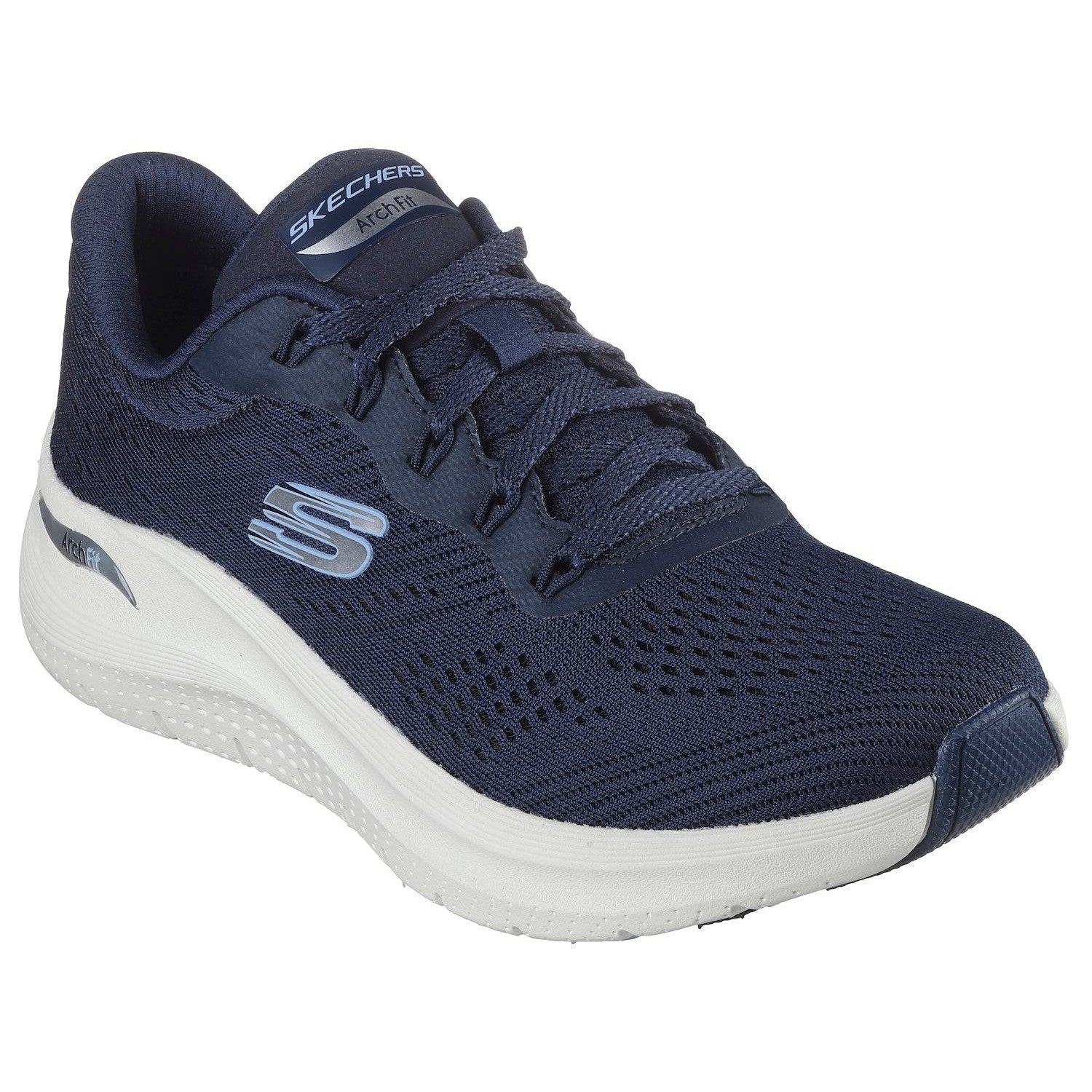 Skechers 150051 Arch Fit 2.0 - Big League Ladies Navy Textile Vegan Arch Support Lace Up Trainers-elevate your sole