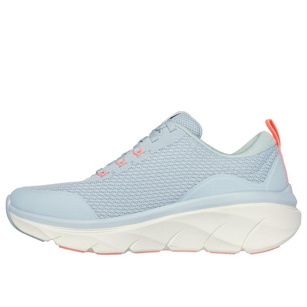 Skechers 150095 D'lux Walker 2.0-Radiant Rose Ladies Blue Coral Textile Vegan Lace Up Trainers-elevate your sole