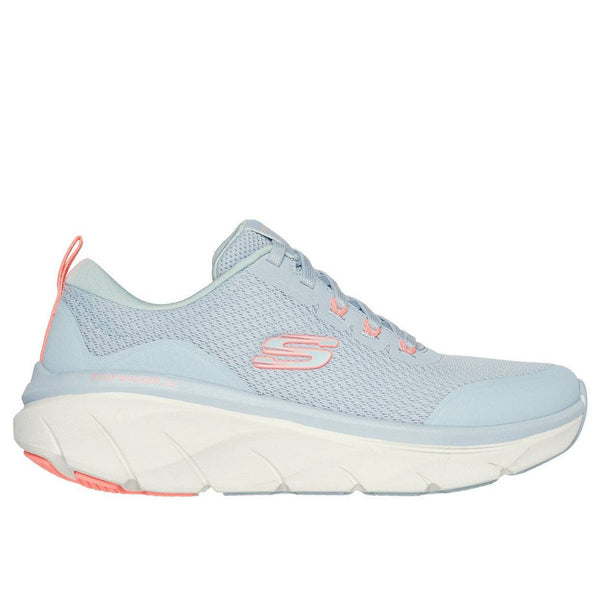 Skechers 150095 D'lux Walker 2.0-Radiant Rose Ladies Blue Coral Textile Vegan Lace Up Trainers-elevate your sole