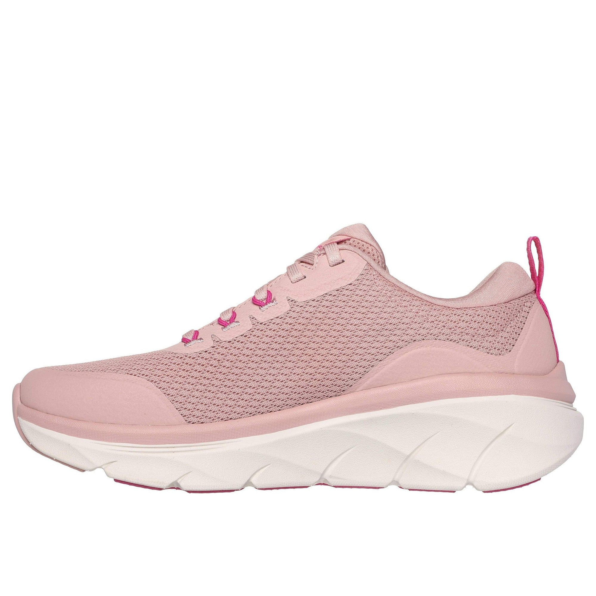 Skechers 150095 D'lux Walker 2.0-Radiant Rose Ladies Rose Pink Textile Vegan Lace Up Trainers-elevate your sole