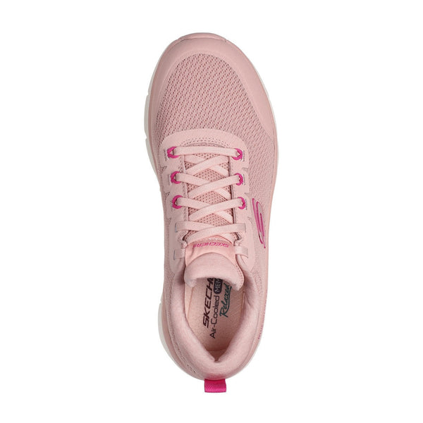 Skechers 150095 D'lux Walker 2.0-Radiant Rose Ladies Rose Pink Textile Vegan Lace Up Trainers-elevate your sole