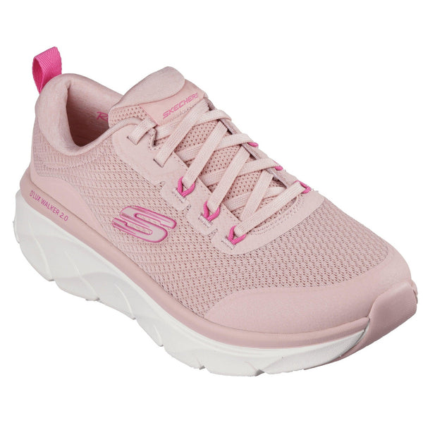 Skechers 150095 D'lux Walker 2.0-Radiant Rose Ladies Rose Pink Textile Vegan Lace Up Trainers-elevate your sole