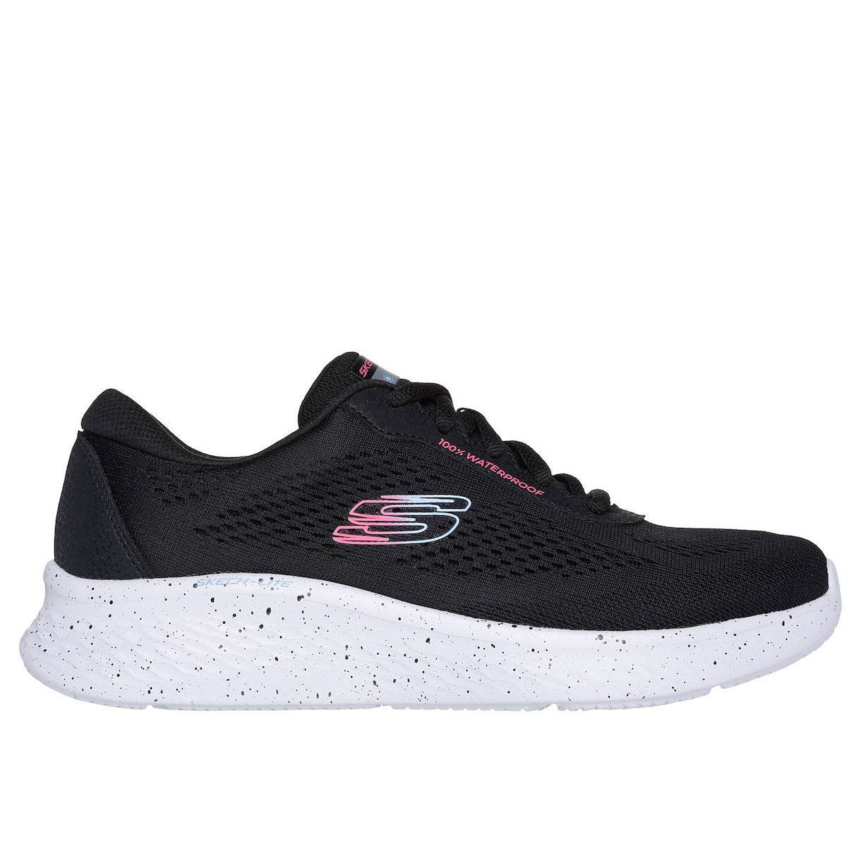 Skechers 150198 Skech-Lite Pro-Throu Ladies Black Textile Waterproof Vegan Lace Up Trainers-elevate your sole