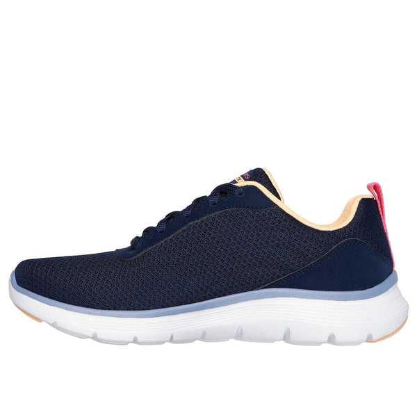 Skechers 150200 Flex Appeal 5.0-New Thrive Ladies Navy Multi Textile Vegan Lace Up Trainers-elevate your sole