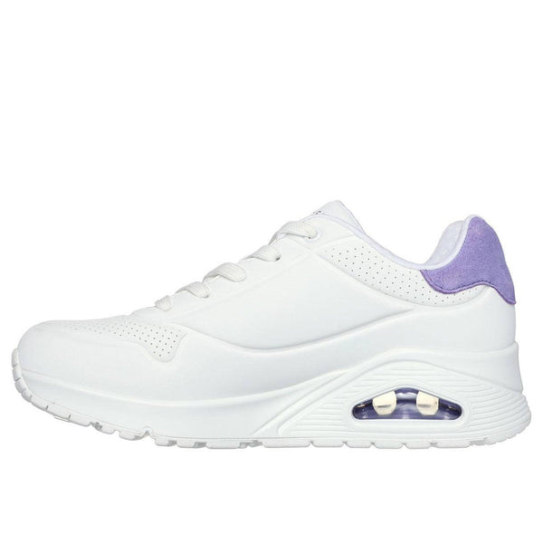 Skechers 177092 Uno - Pop Back Ladies White Purple Lace Up Trainers-elevate your sole