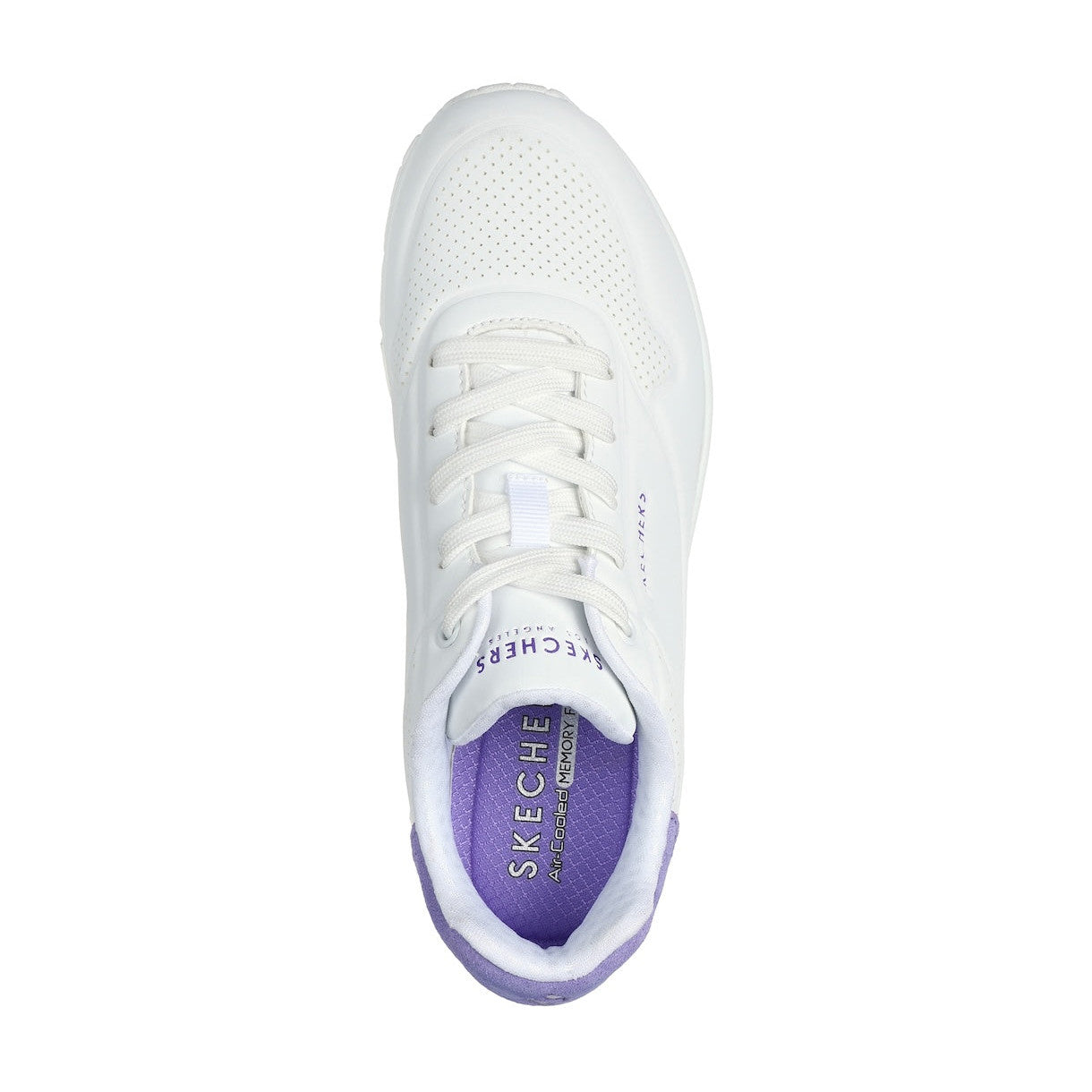 Skechers 177092 Uno - Pop Back Ladies White Purple Lace Up Trainers-elevate your sole