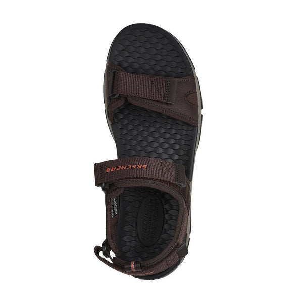 Skechers 205112 Tresmen - Ryer Mens Chocolate Brown Textile Vegan Touch Fastening Sandals-elevate your sole