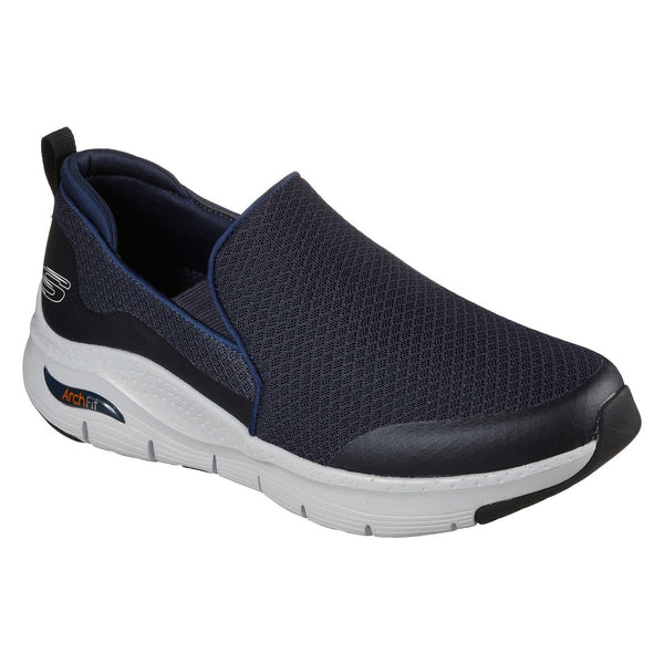 Skechers 232043 Arch Fit Banlin Mens Navy Blue Textile Arch Support Slip On Trainers-elevate your sole