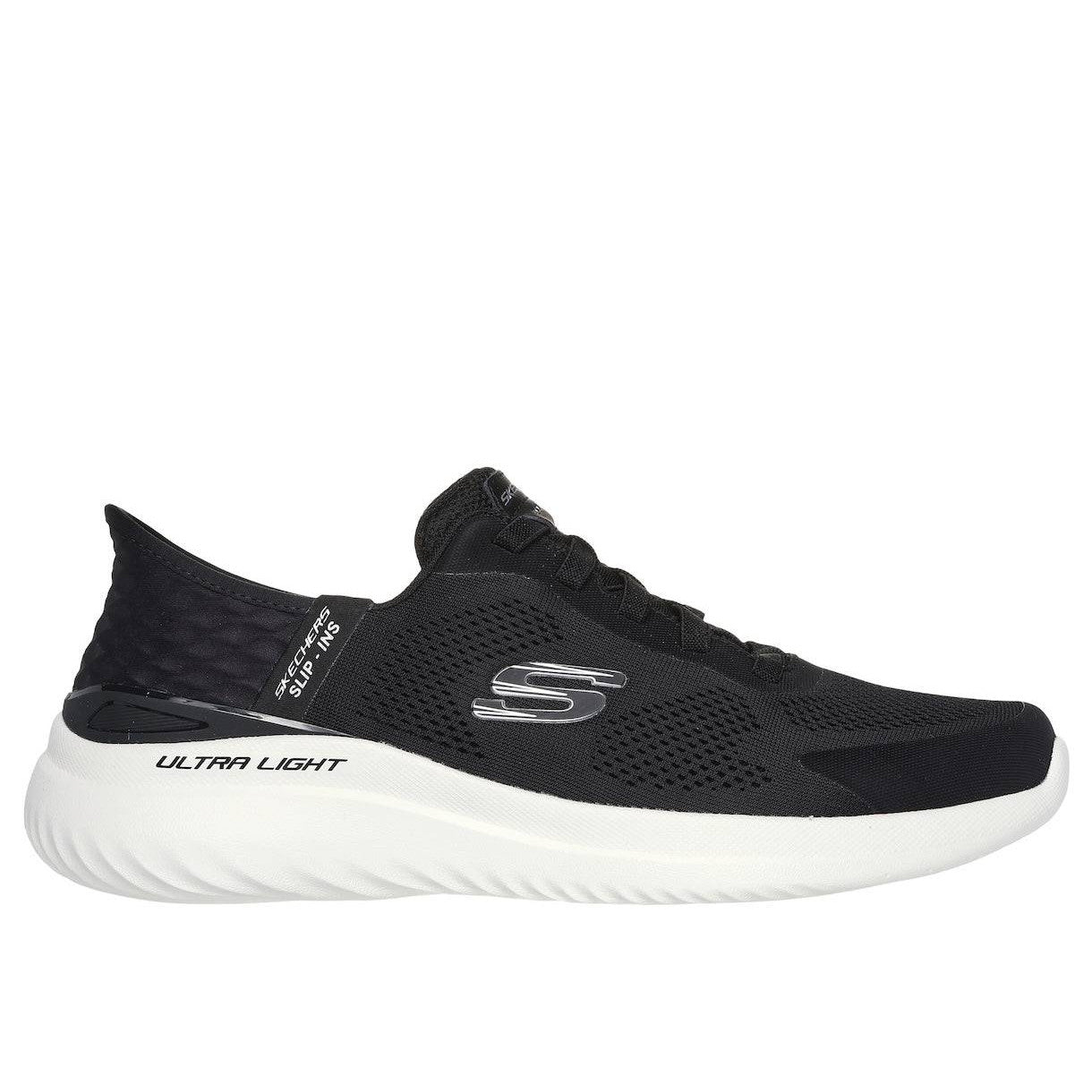 Skechers 232459 Bounder 2.0 - Emerged Mens Black White Textile Vegan Lace Up Trainers-elevate your sole