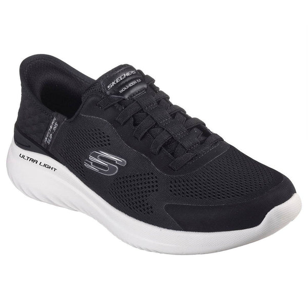 Skechers 232459 Bounder 2.0 - Emerged Mens Black White Textile Vegan Lace Up Trainers-elevate your sole