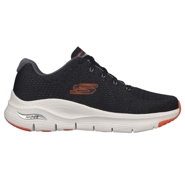 Skechers 232601 Arch Fit Takar Mens Black And Orange Textile Vegan Arch Support Lace Up Trainers-elevate your sole