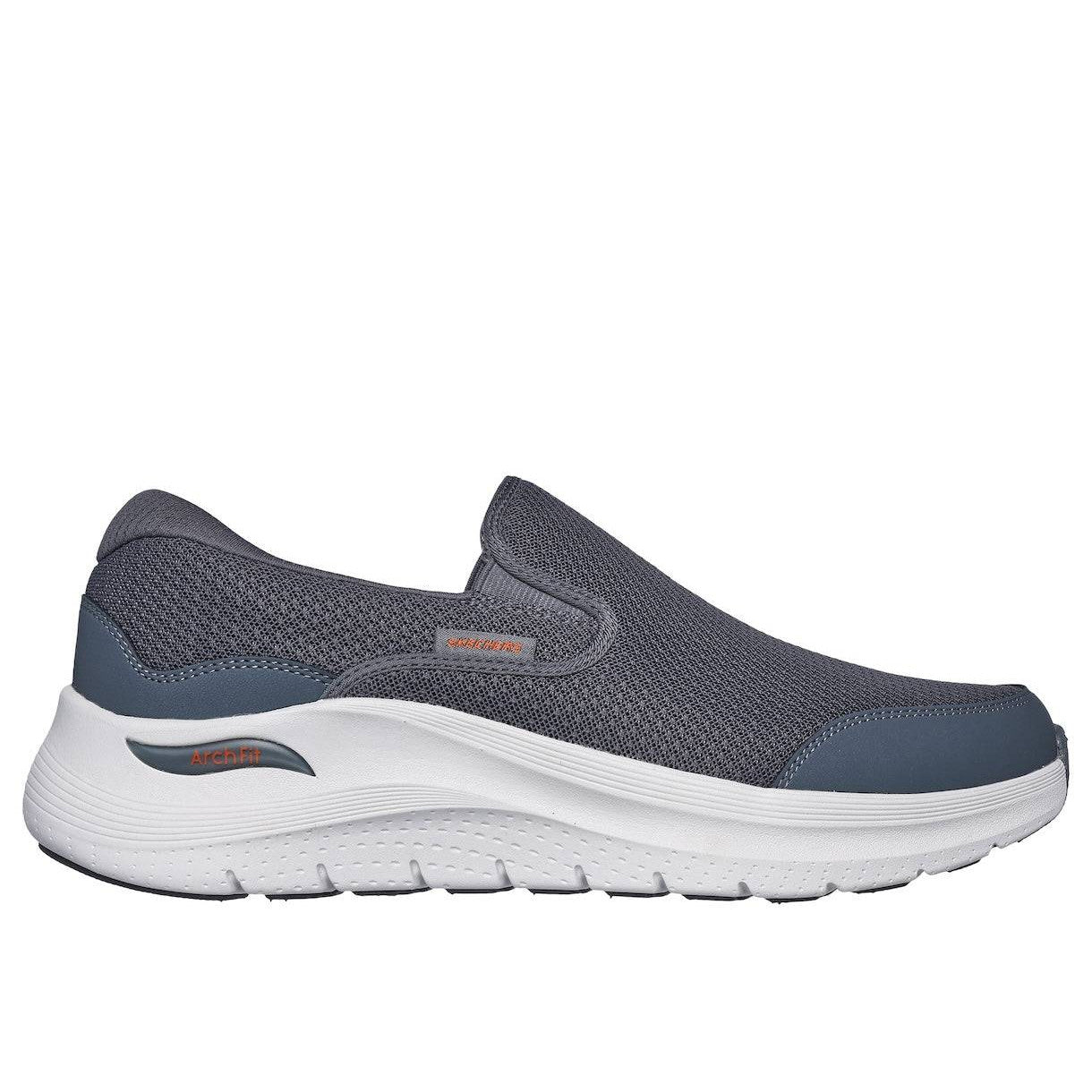 Skechers 232706 Arch Fit 2.0 - Vallo Mens Charcoal Leather & Textile Vegan Slip On Trainers-elevate your sole