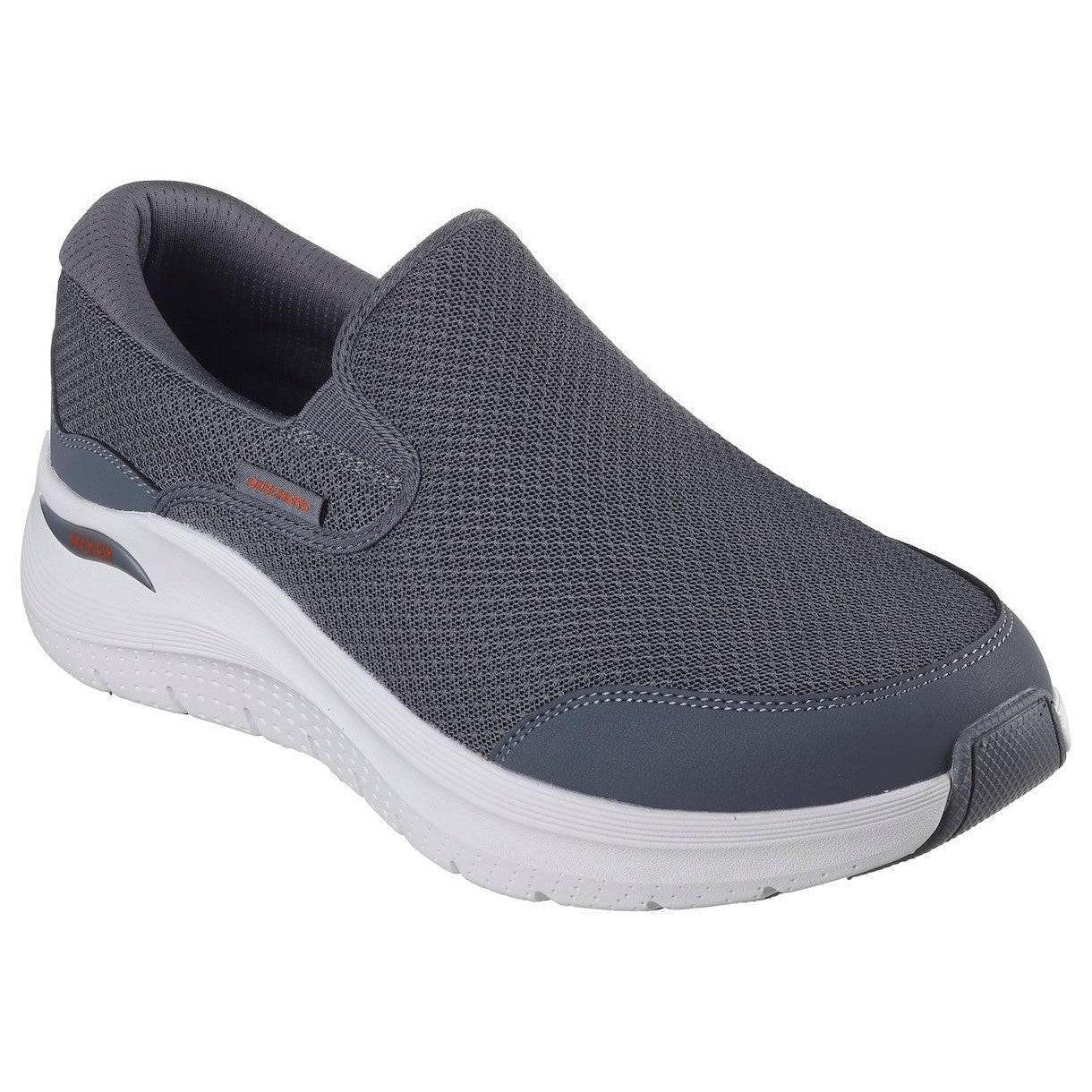 Skechers 232706 Arch Fit 2.0 - Vallo Mens Charcoal Leather & Textile Vegan Slip On Trainers-elevate your sole