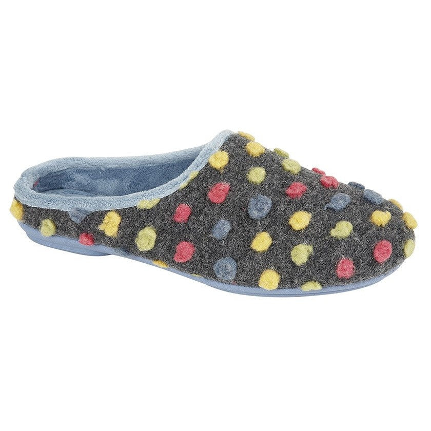 Sleepers LS312C Ladies Blue/Multi Mule Slippers-elevate your sole